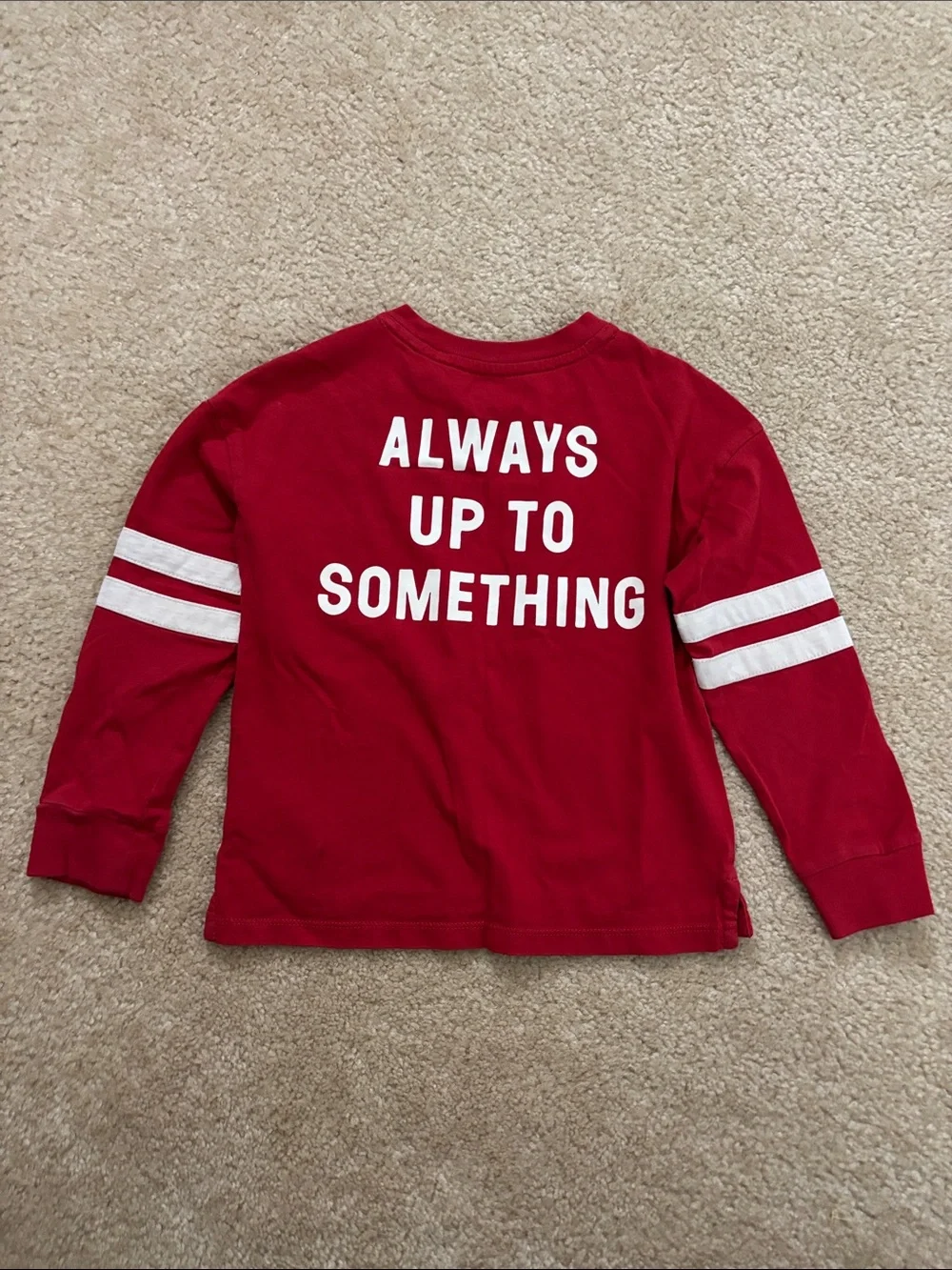 GAP Red Long Sleeve Tee with White 'P' & Sleeve Stripes